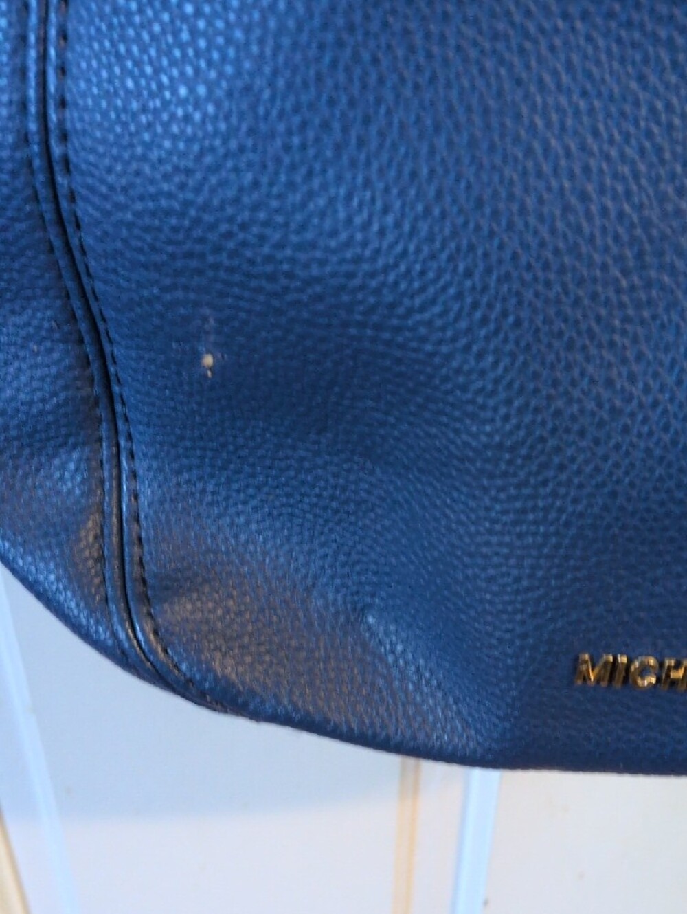 Michael Kors Royal Blue Pebbled Leather Shoulder Bag with Gold Hardware - Picture 8 of 8